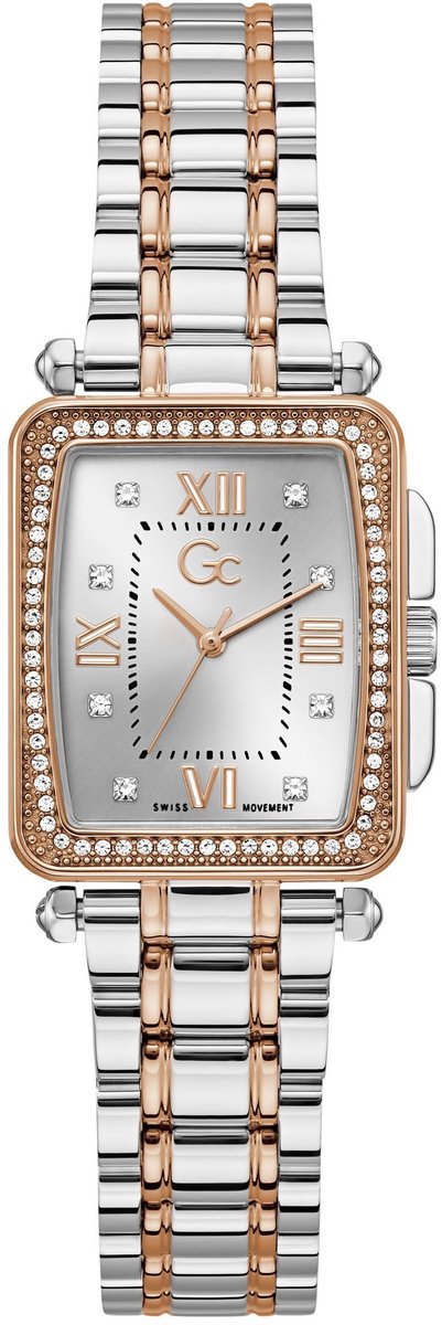 Gc Gc Plaza Quartz Analoog Horloge Zilver En Roos Kast: 100% Roestvrij Staal | Bracelet 100% Roestvrij Staal 25 mm Z29008L1MF, Z29009L9MF