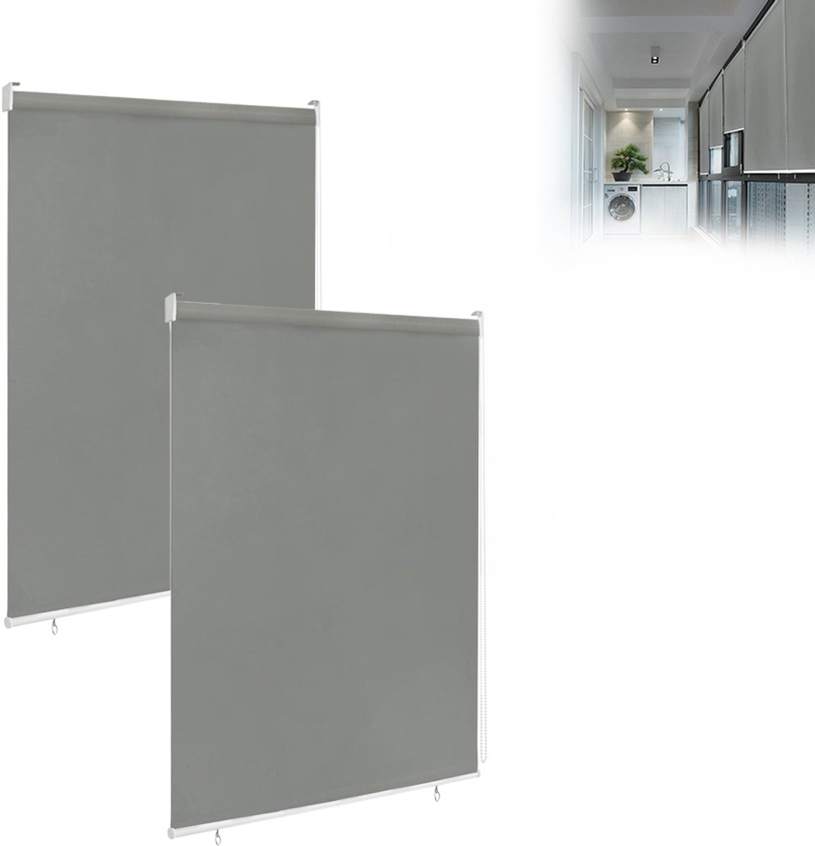Aufun Verticale Zonwering - 2 Stuks - 140 X 240 cm - Grijs - Inkijkbescherming - Luifel - Geschikt Voor Balkons, Terrassen En Tuinen
