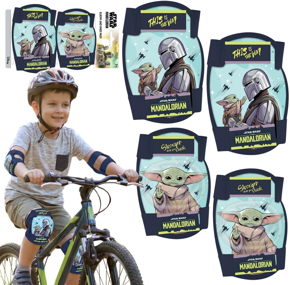 STAR WARS The Mandalorian Knie en elleboogbeschermers voor kinderen voor fietsen, steps en rolschaatsen