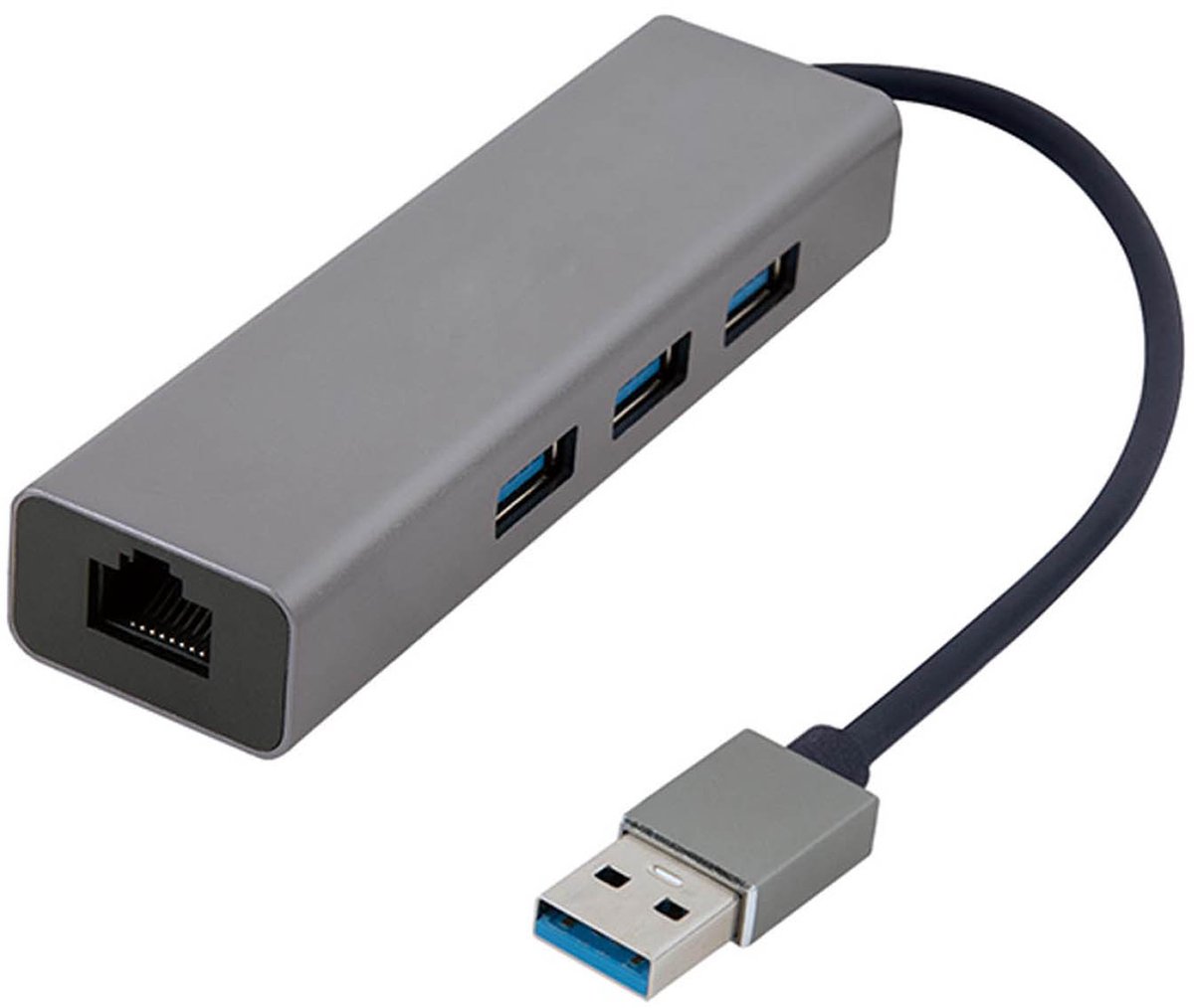 Gembird USB Netwerk Adapter - 3-Poorts USB 3.0 Hub - Gigabit Ethernet Verbinding