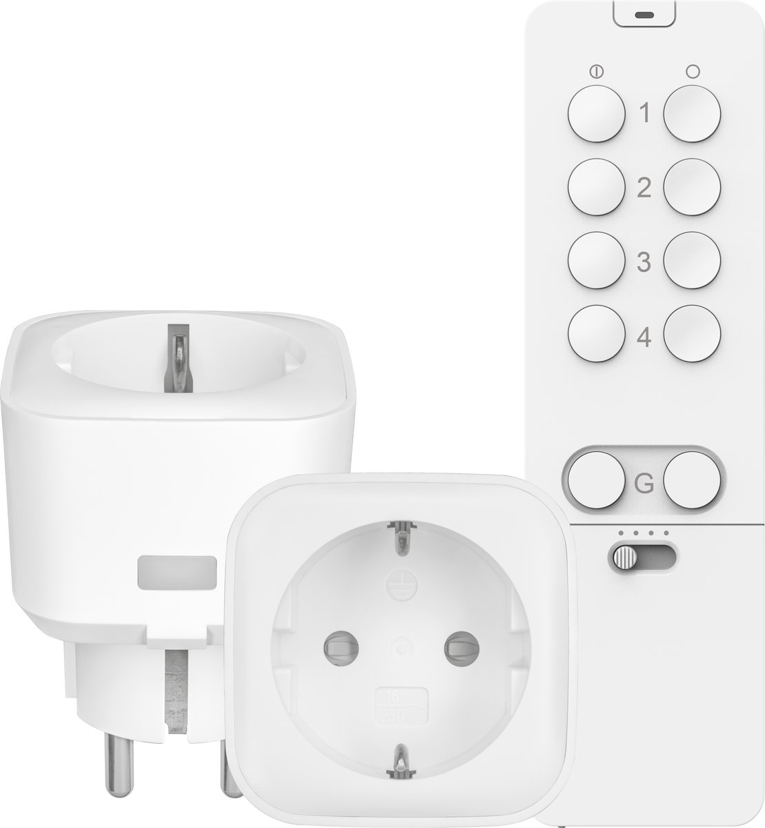 KlikAanKlikUit Stekkerdimmerset ACC2-250RN – Slimme stekker - Draadloos Dimmen - Draadloze Schakelaar - 2 Schakelaars met Afstandsbediening - Stopcontactdimmer - 100 Watt led - Wit