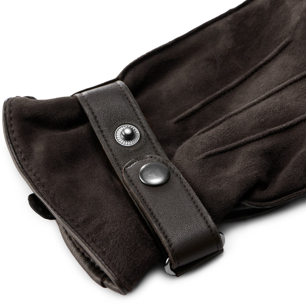 Donkerbruine Handschoenen van Schapenleer en Suède