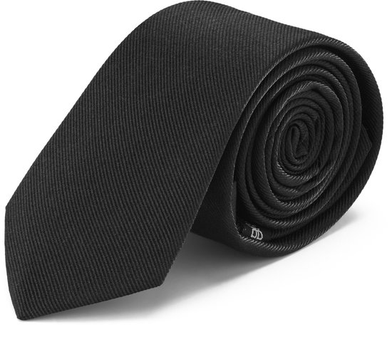 Cravate noire en sergé de soie 6 cm