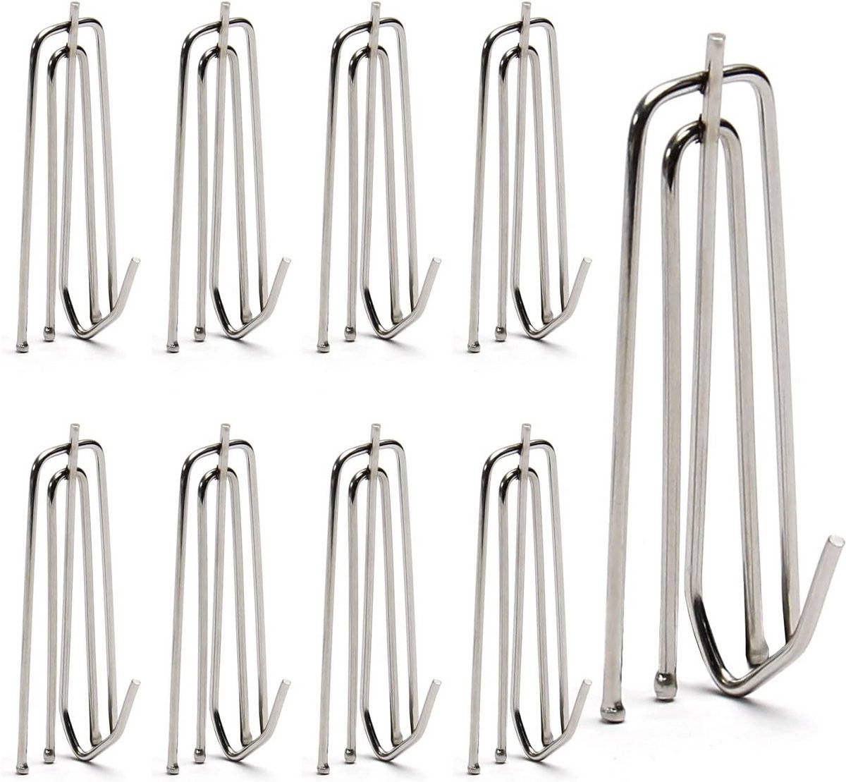 12x RVS Plissenhaak voor Gordijnplooiband - 4-tands Klemhaak - 6.5 cm Zilver