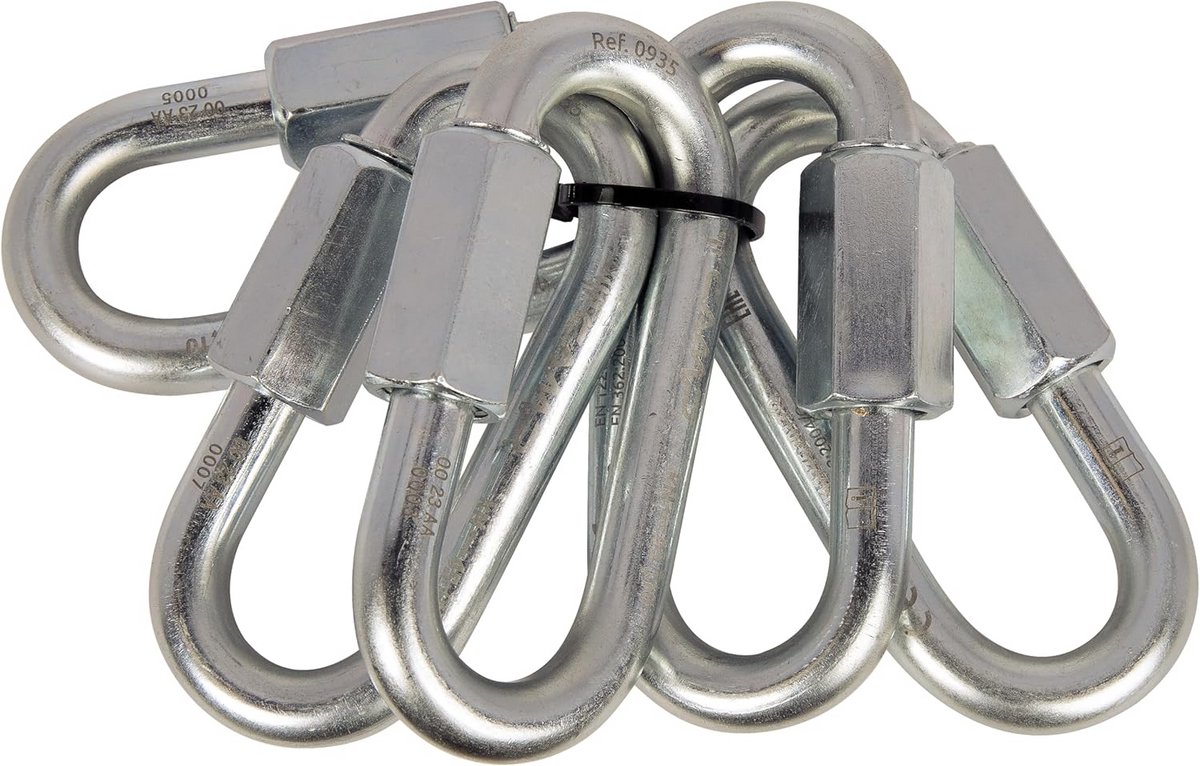 Set van 5 Ovale Stalen Snelkoppelingen 10 mm voor Zekeren