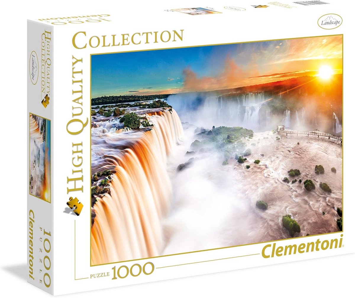 1000 Stuks Puzzel: Indrukwekkende Waterval bij Zonsondergang (Volwassen)