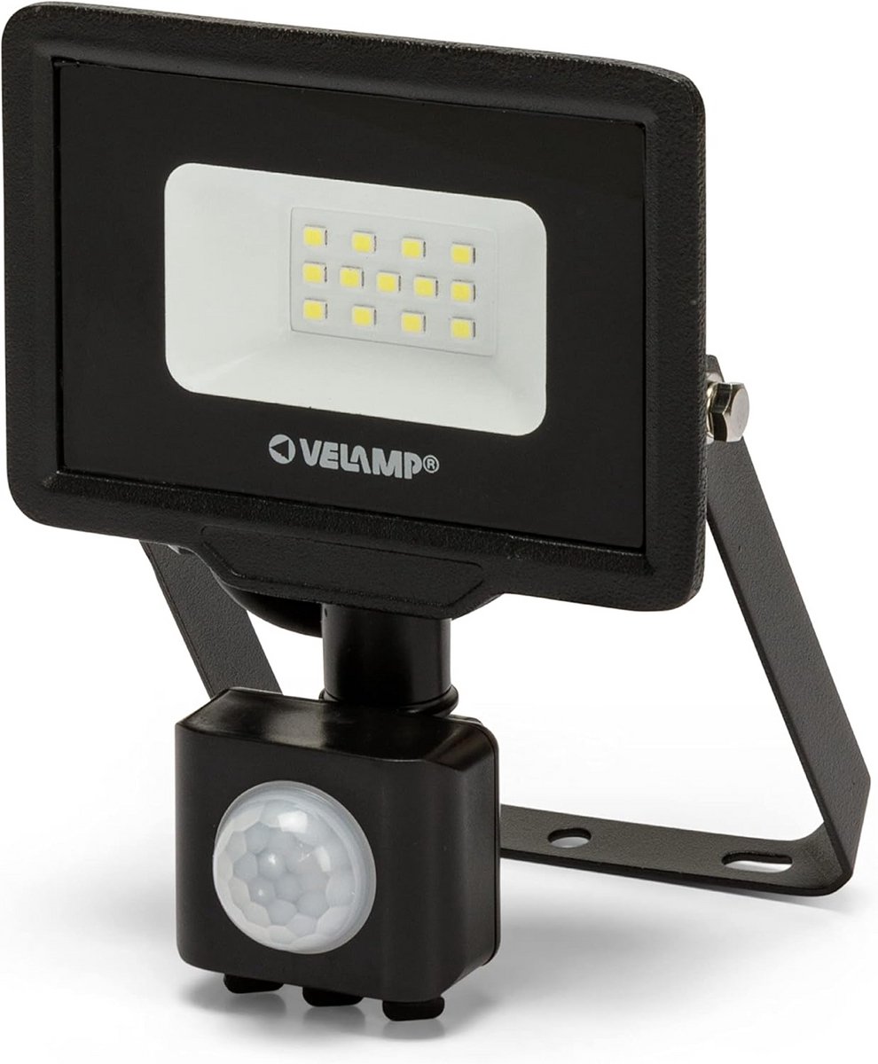 Zwarte LED Buitenlamp met Bewegingsmelder 10W 4000K IP44