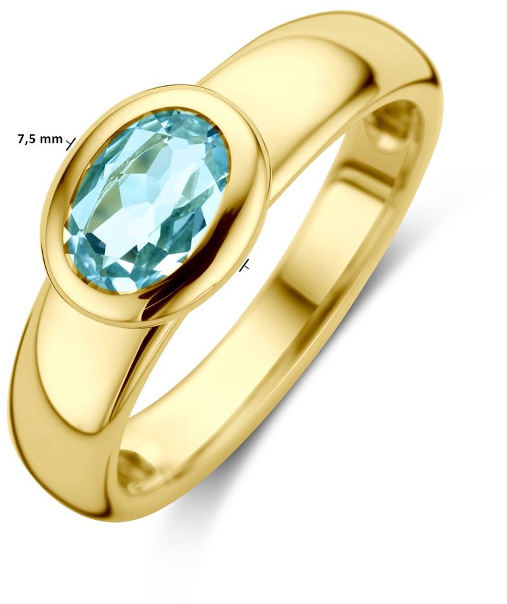 14K Geelgoud Ring Sky Blue Topaas 4030174
