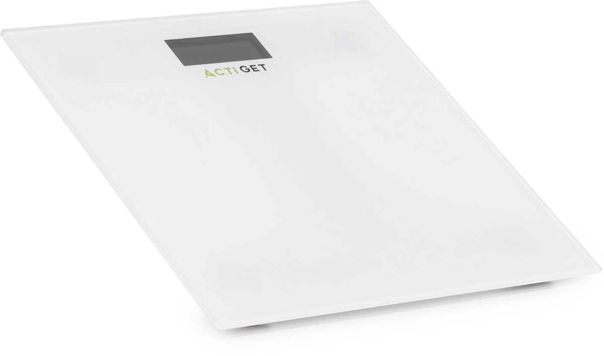 Actiget® Weegschaal - Badkamerweegschaal - Bluetooth - Met Display - Elektronisch - Gehard Glas - 180 KG - 400 lbs - App - 30 x 30 x 2 cm - Zwart