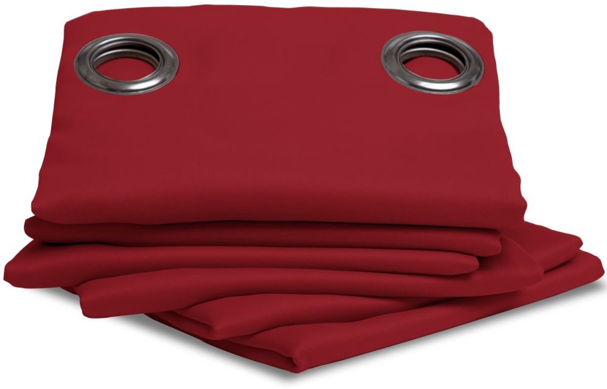 MOONDREAM ThermActiv® 2in1 Winter+Zomer Thermisch Gordijn | Anti-Koude en Anti-Warmte Isolatie | Verduisterend | Gepatenteerde Technologie | EU-fabricaat | Oogjes | Rood MC310 | 140B x 260L cm