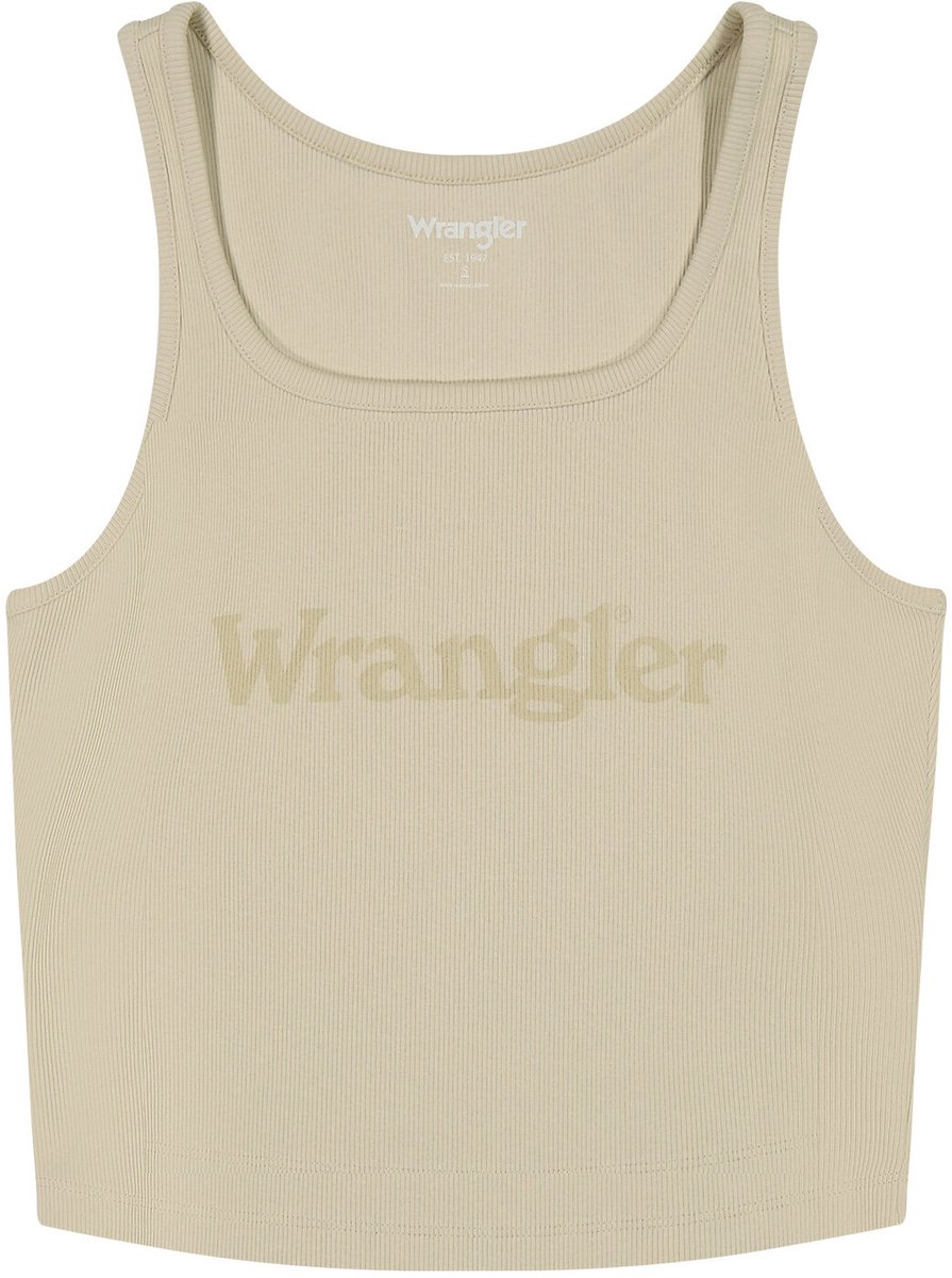 Damestanktop Wrangler Logo Stone Beige