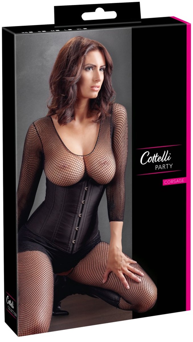 Cottelli Collection – Boezemvrije Korset voor Onderstreping Vrouwelijkheid Gemakkelijk en Seductief – Maat M – Zwart