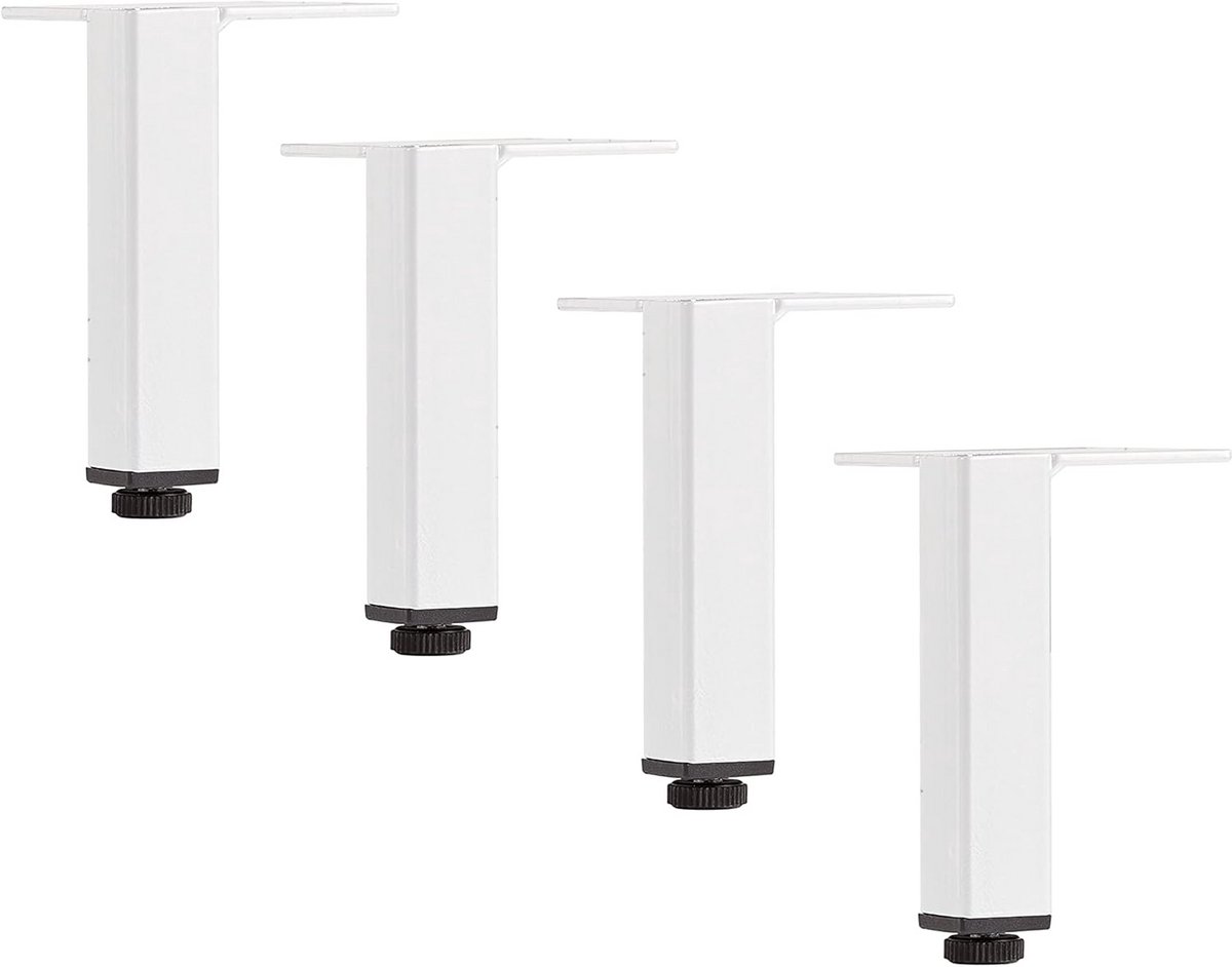 Set van 4 Verstelbare Metalen Meubelpoten Wit 13 cm Hoogte