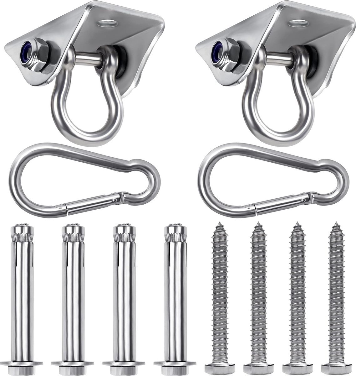 New Age Devi - Krachtige Swing Attachment 2 stuks - RVS Plafondhaak met Schroeven - 150 kg Draagvermogen - Voor Hangstoelen Beton Balken Schommels Zandzakken