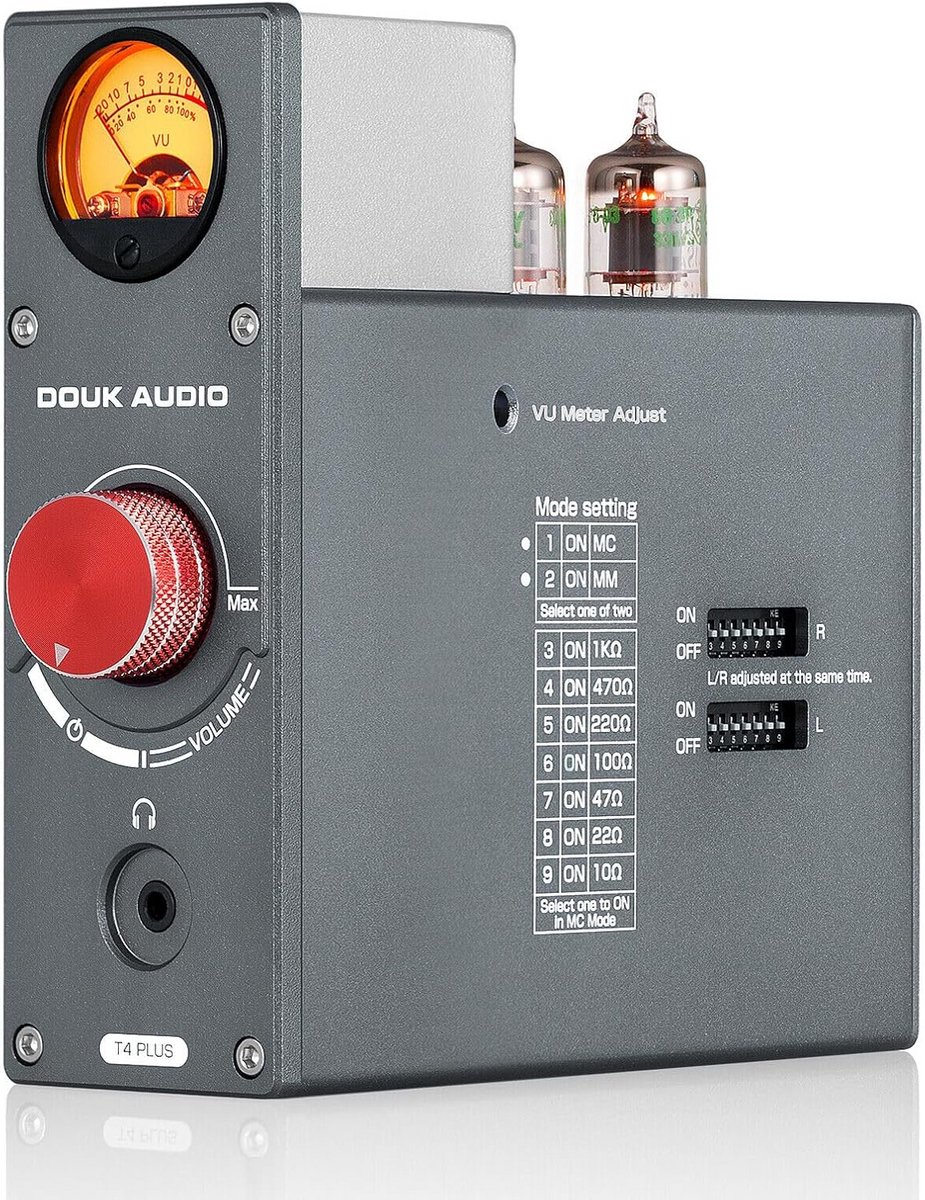 Hifi Buis Voorversterker MM/MC Phono en Hoofdtelefoonversterker met VU-Meter