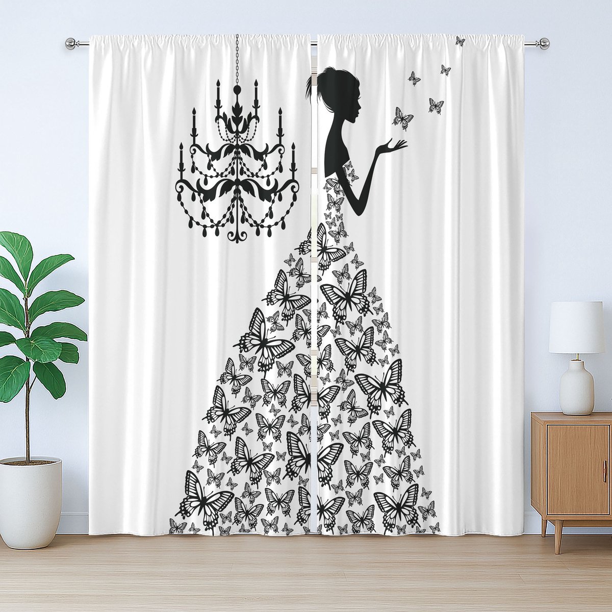 ABAKUHAUS Mode Rustieke gordijnen, Liefde Land-Bruiloft, Woonkamergordijnen met universele band, lussen en haken, 2 stuks 140 cm B x 245 cm L, Antraciet Grijs wit