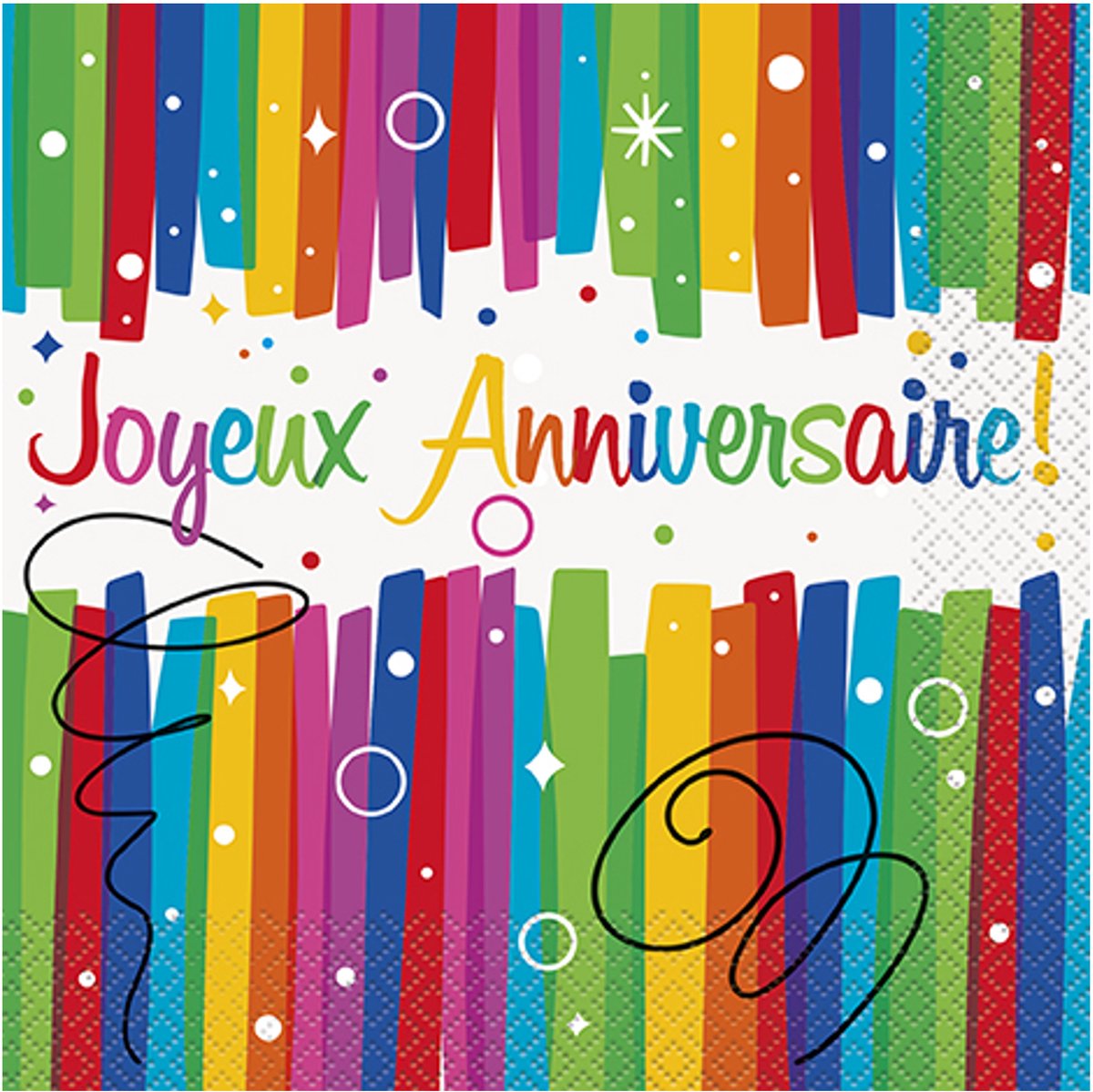 UNIQUE - 16 meerkleurige "Happy Birthday" papieren servetten 33 x 33 cm wegwerp