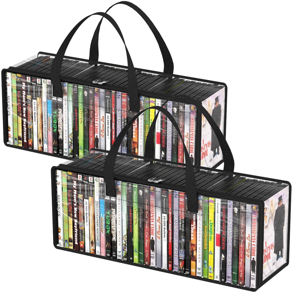 DVD Opbergdozen - Doorzichtige PVC Huls met Handvatten - Capaciteit tot 70 DVDs