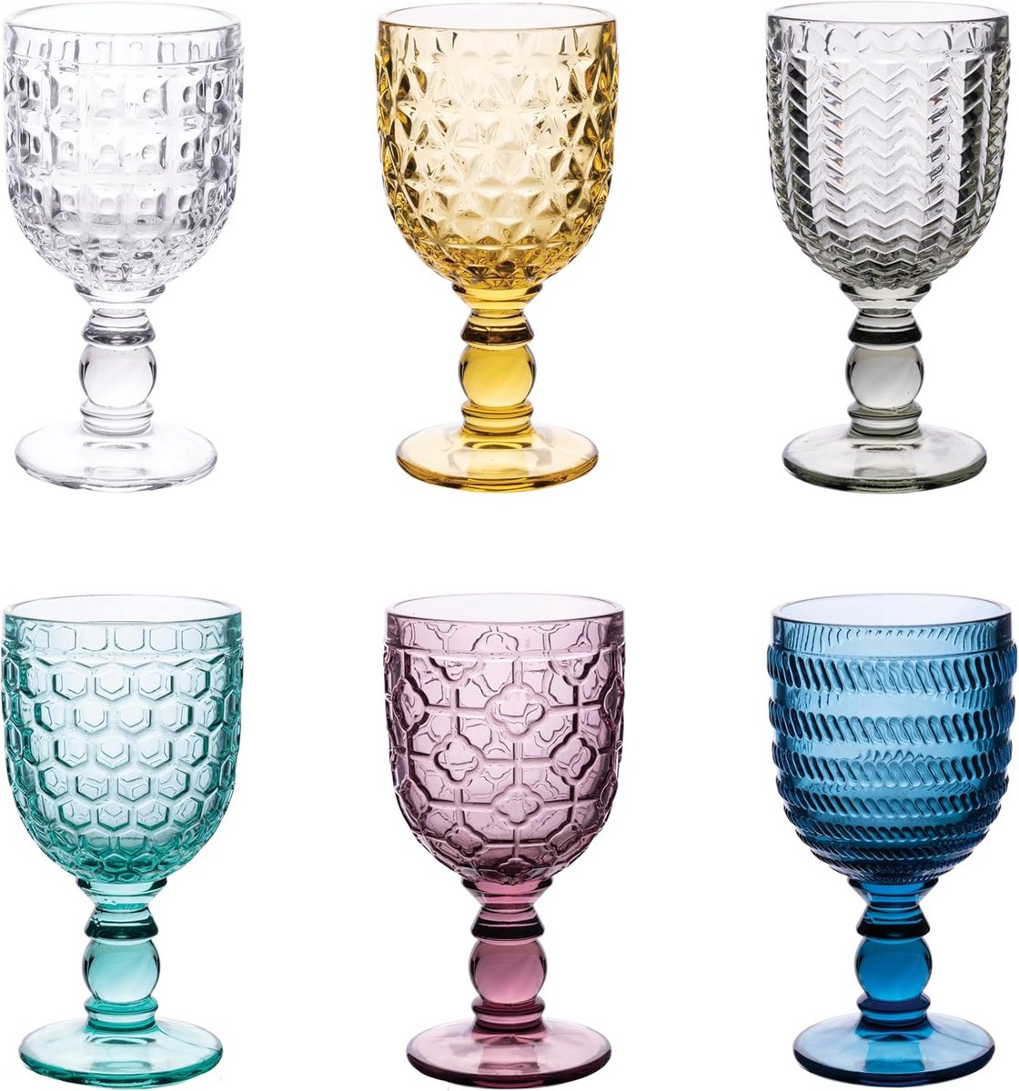 Set van 6 moderne champagneglazen met geometrisch design - 280 ml