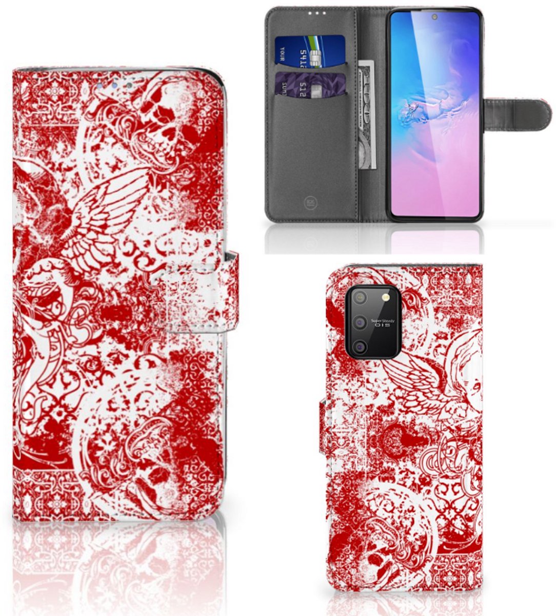 Telefoonhoesje met Naam Samsung S10 Lite Angel Skull Rood