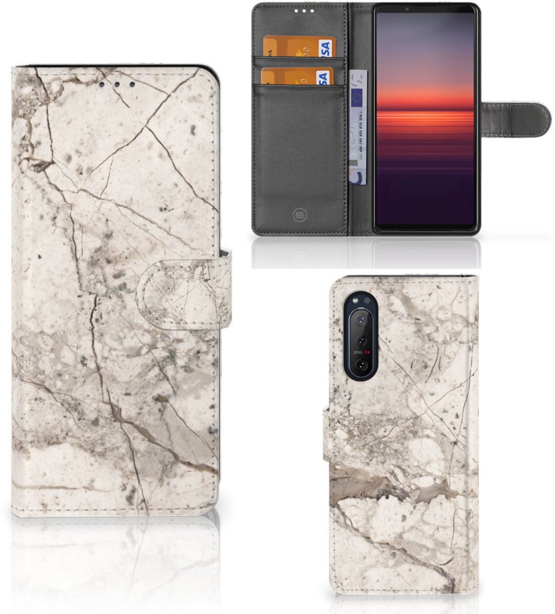 Sony Xperia 5II Bookcase Marmer Beige