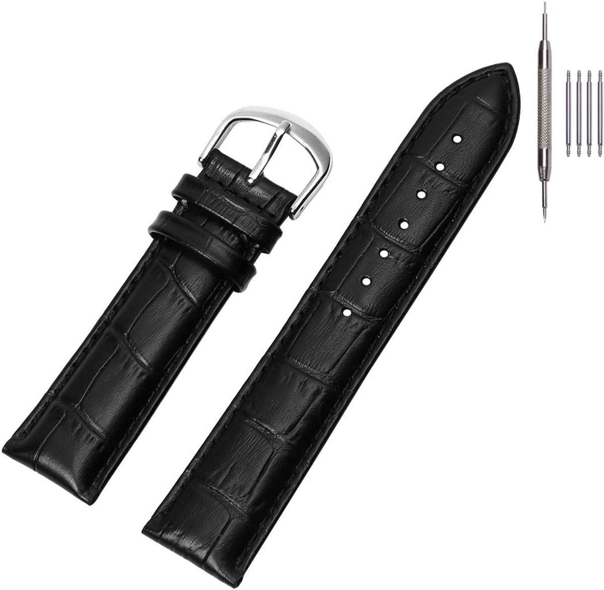 Leren Horlogeband met Krokodillenpatroon - Waterdichte Stijl voor Mannen en Vrouwen - Verschillende Maten 12mm - 24mm