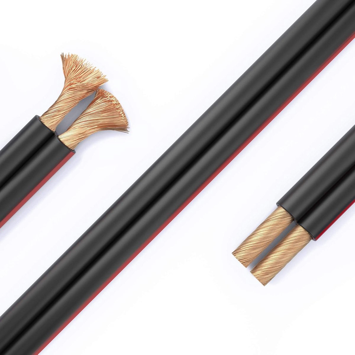 Luidsprekerkabel 2 x 2,50 mm², 100m, Zwart - Hoogwaardige OFC Koper Kabel
