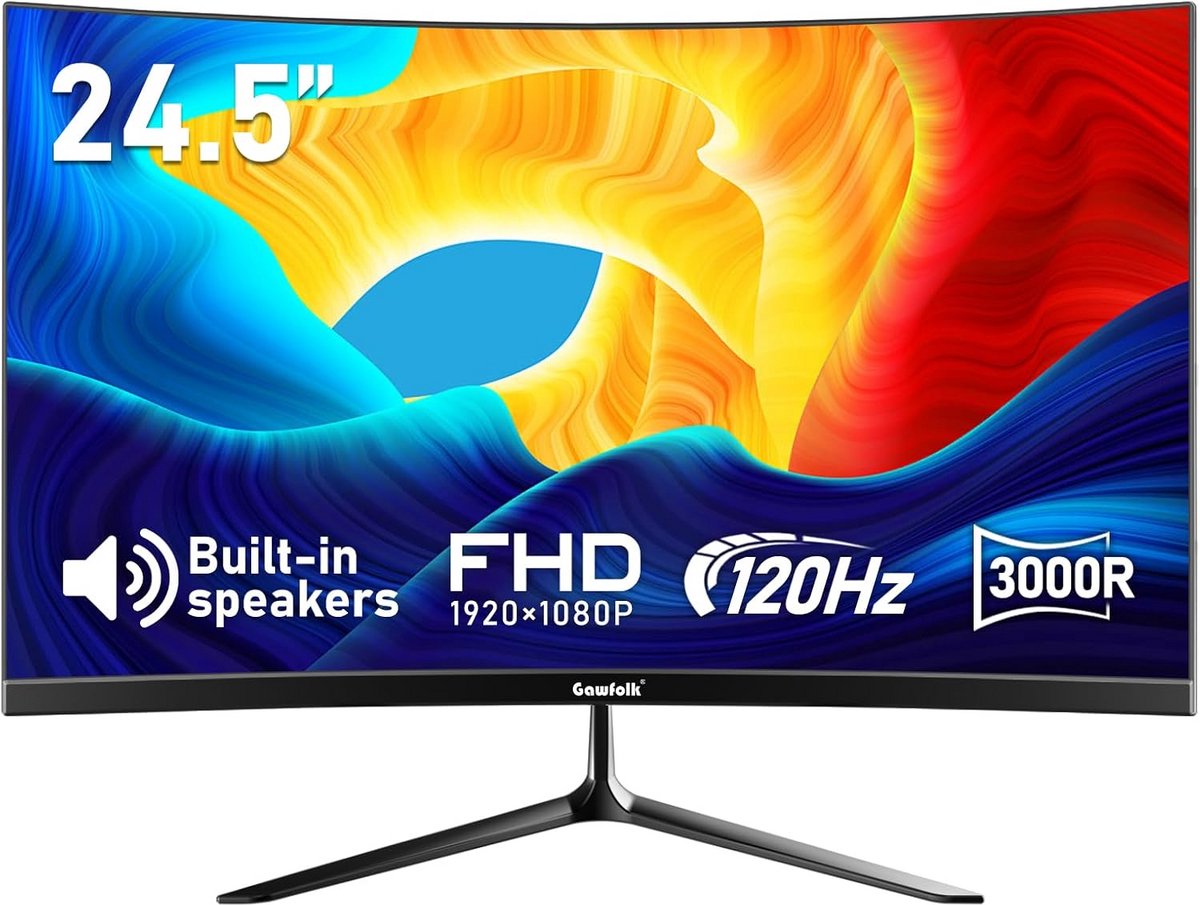 27 Inch Gebogen Gaming Monitor - 165Hz QHD 1440P PC Monitor met FreeSync en VESA Montage