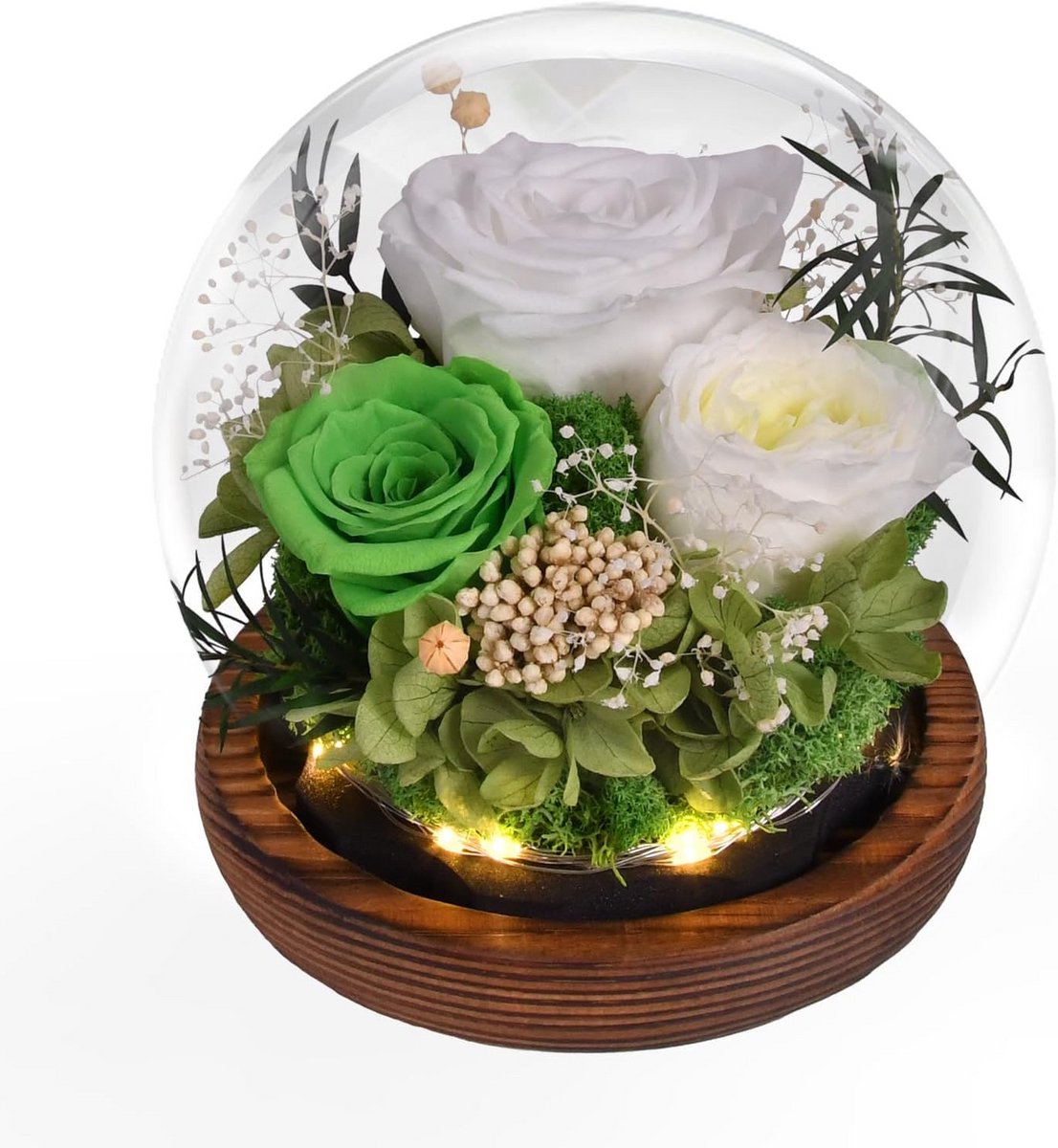 Eternal Flowers in Glass with Light - Perfect Gift for Women and Special Occasions