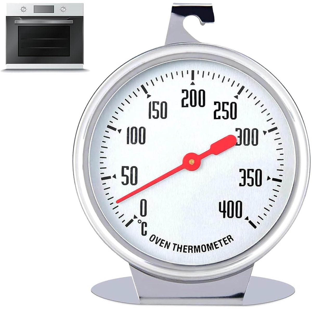 Oventhermometer voor Keuken - Roestvrijstaal met Grote Wijzerplaat