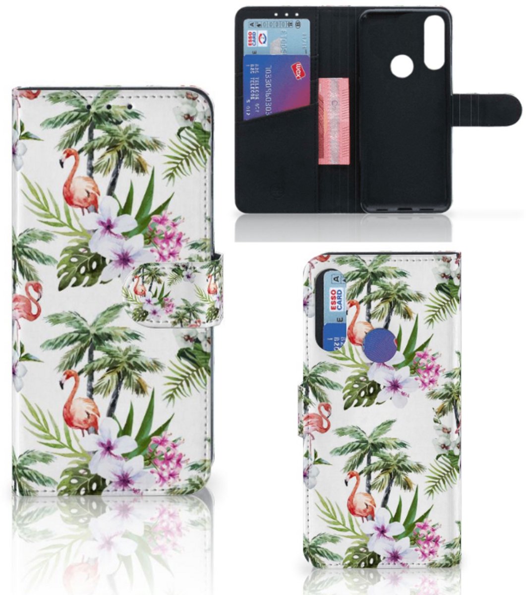 Alcatel 1S 2020 Telefoonhoesje met Pasjes Flamingo Palms
