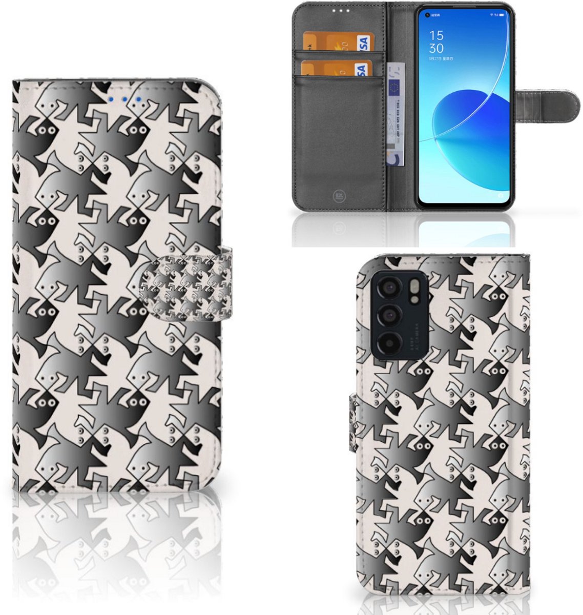 Book Case voor OPPO Reno6 5G Telefoonhoesje met Pasjes Salamander Grey