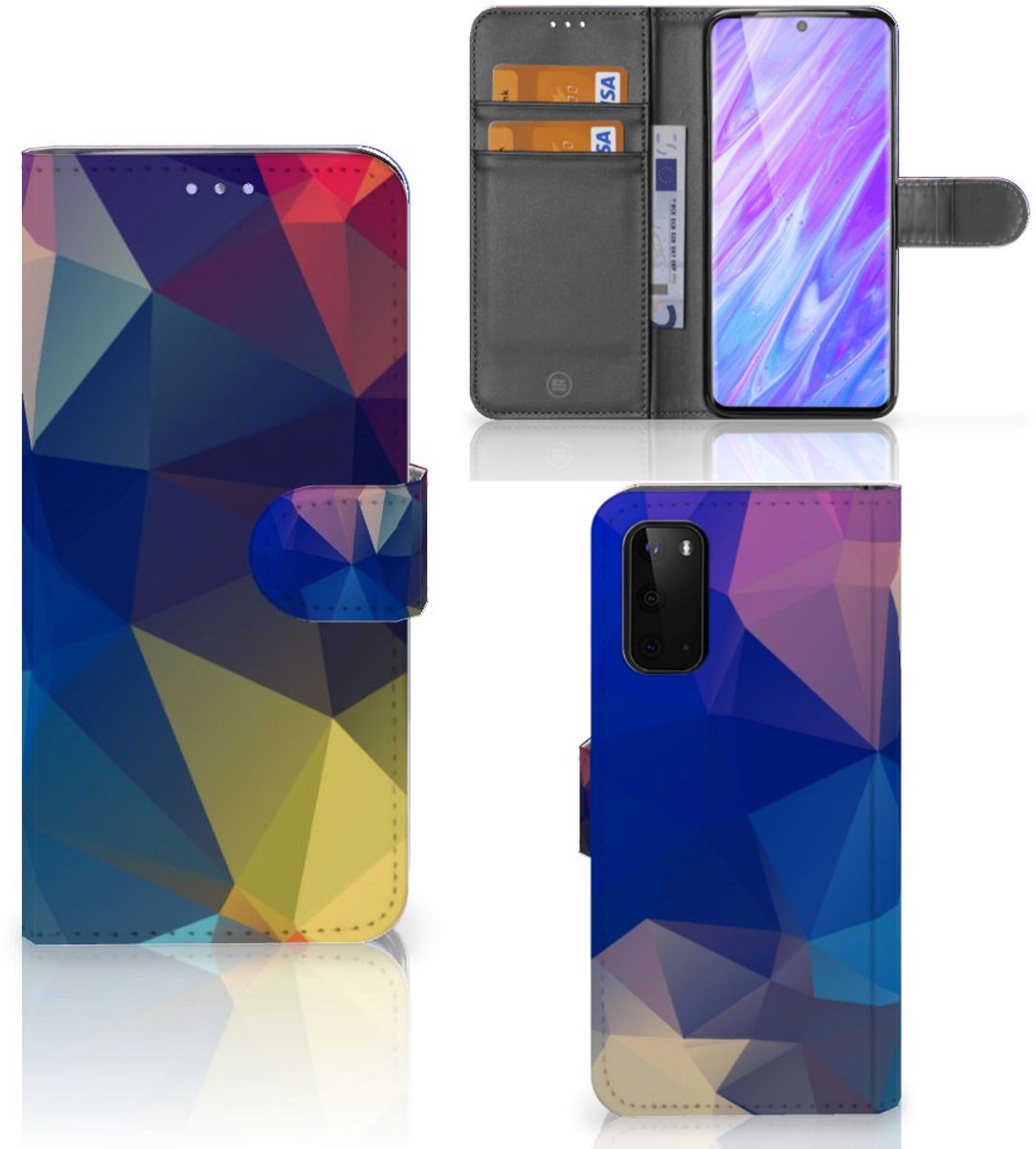 Boekhoesje voor Samsung Galaxy S20 Book Case Polygon Dark