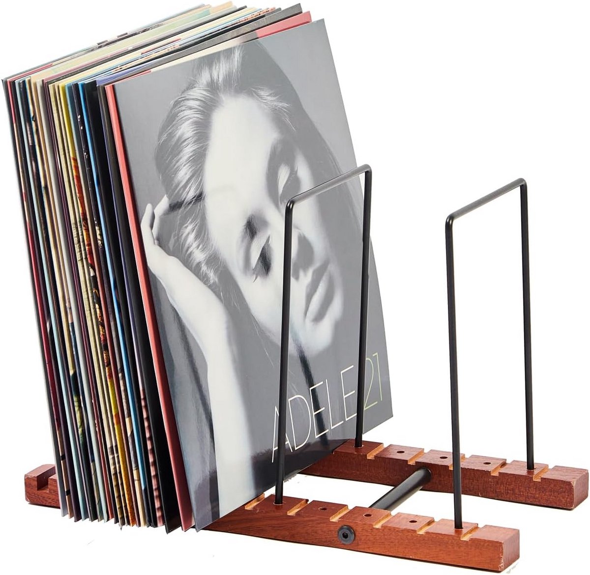 Vinyl Record Opbergdoos voor 50 LP's en CD's - Houten Platenhouder met Antislip Matten
