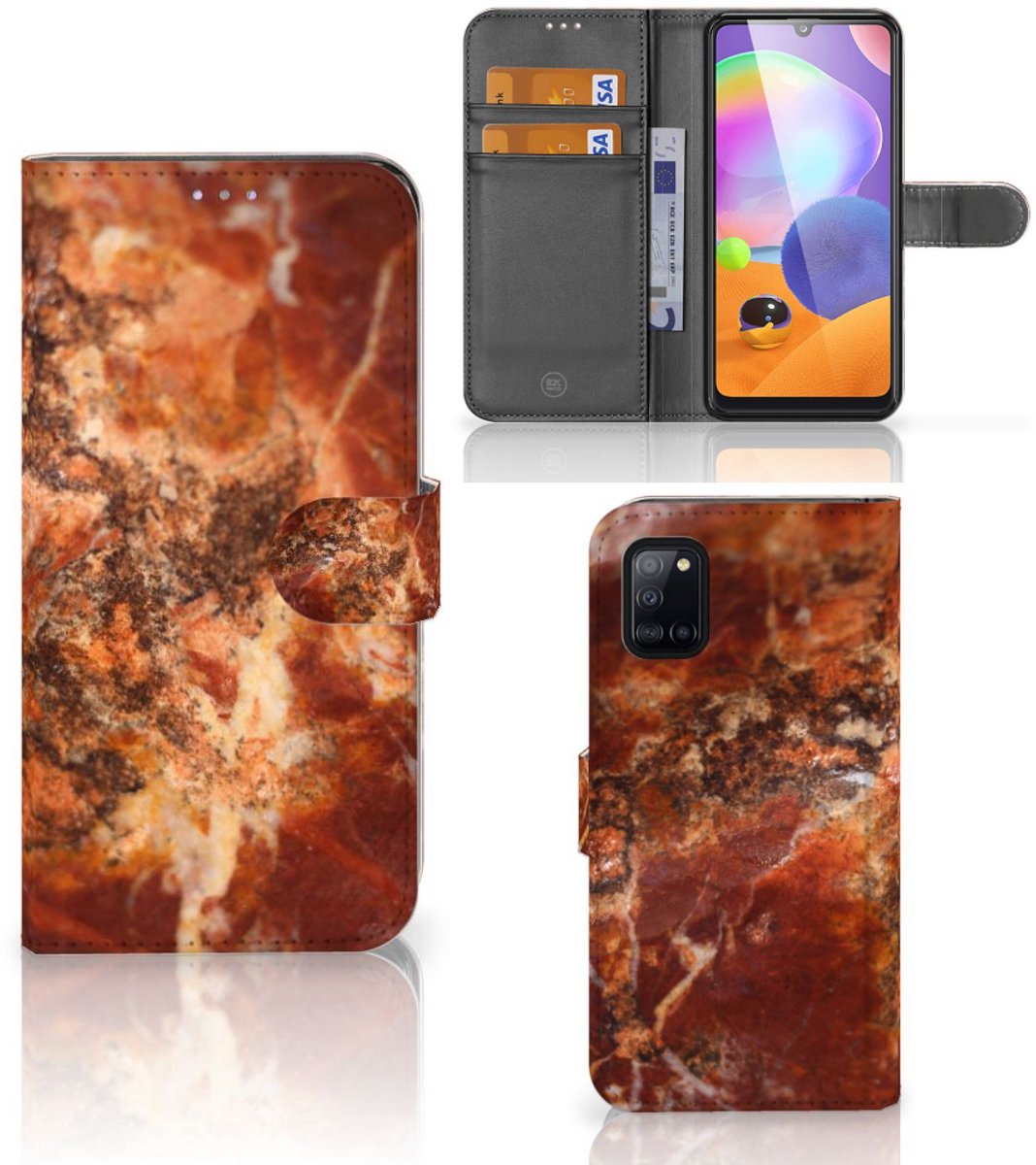 Samsung Galaxy A31 Bookcase Marmer Bruin