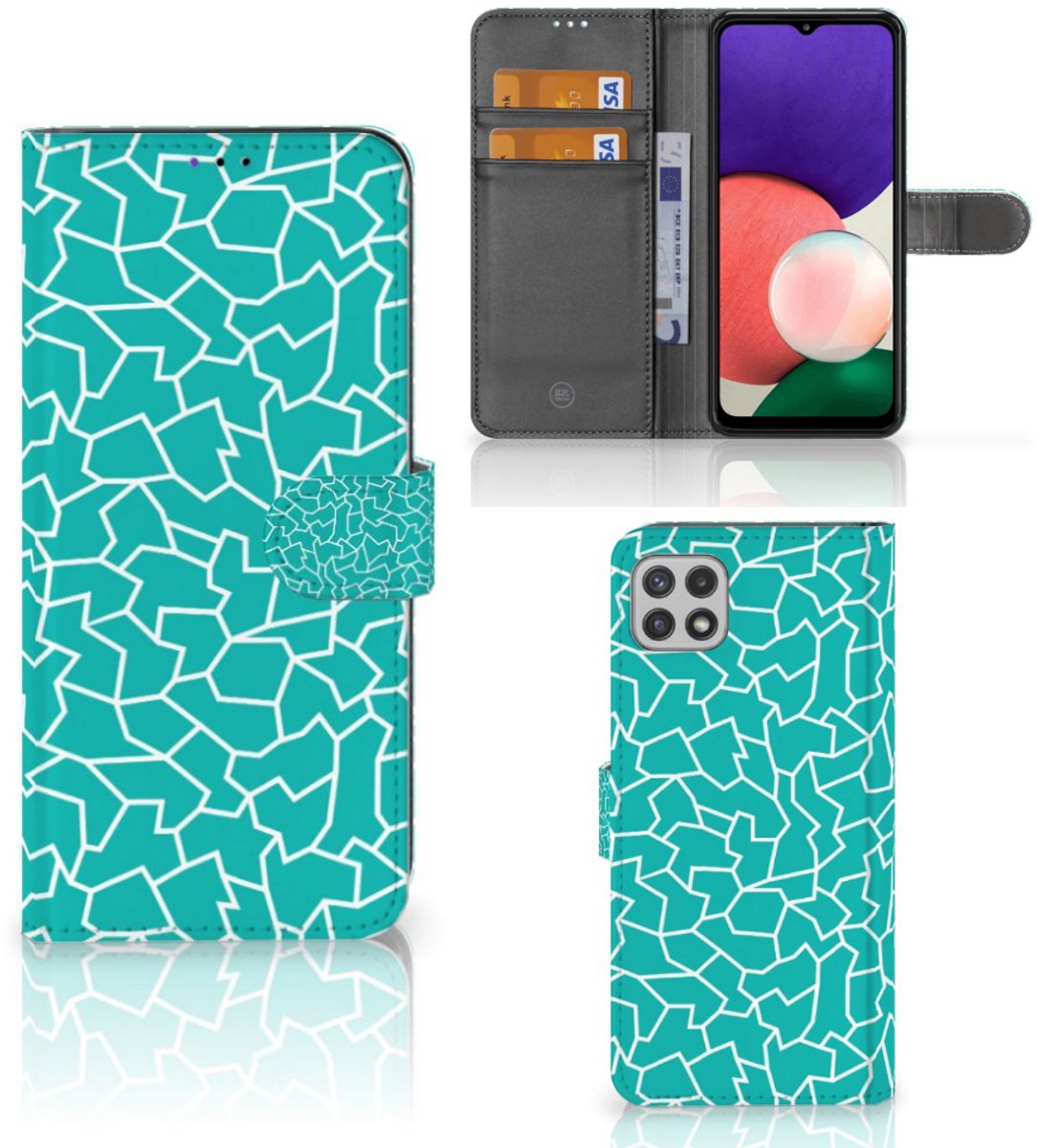 Samsung Galaxy A22 5G Hoesje Cracks Blue