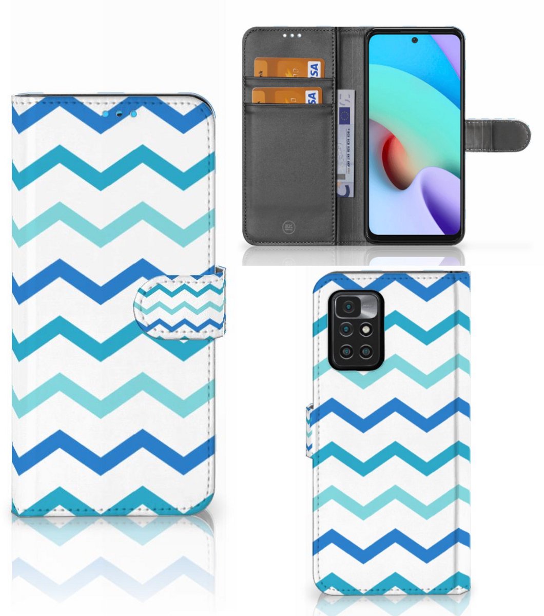 Xiaomi Redmi 10 Telefoon Hoesje Zigzag Blauw