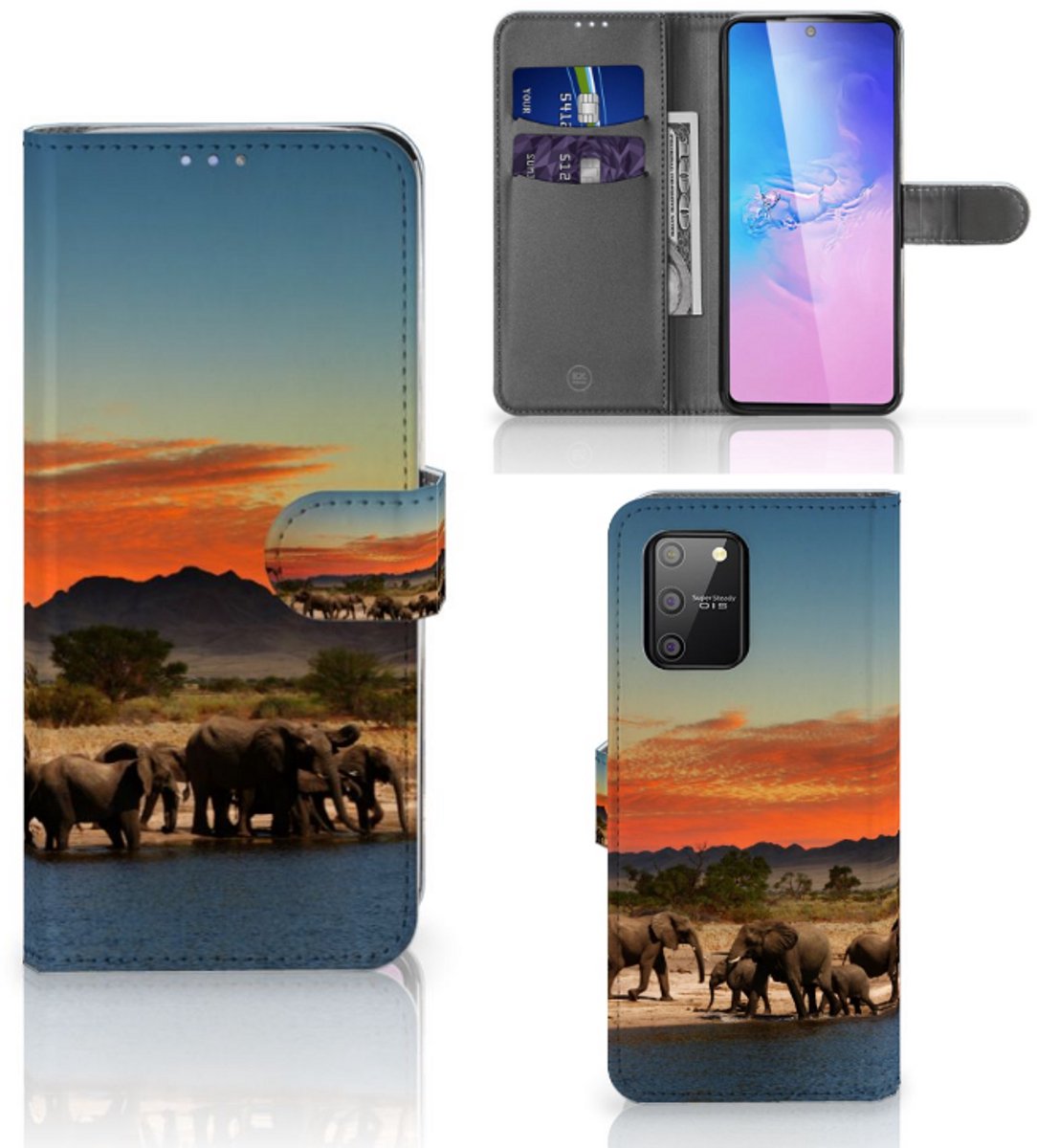 Samsung S10 Lite Telefoonhoesje met Pasjes Olifanten