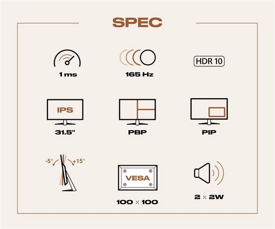 Gaming Monitor 31.5" IPS WQHD 165Hz 1ms - HDR - Flicker-Free van Merkloos — afbeelding 4