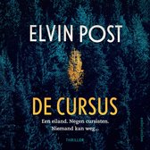 Boekcover van 'De Cursus' door Elvin Post, met een donker bos en een opvallende gele boom.