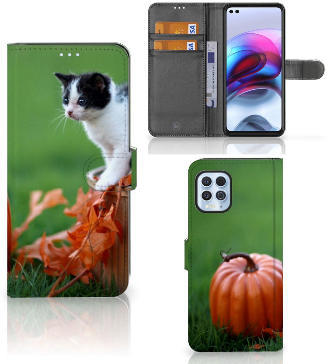 Motorola Moto G100 Telefoonhoesje met Pasjes Kitten