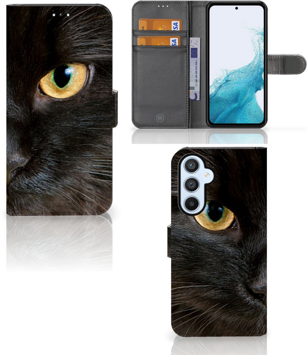 Samsung Galaxy A54 5G Telefoonhoesje met Pasjes Zwarte Kat