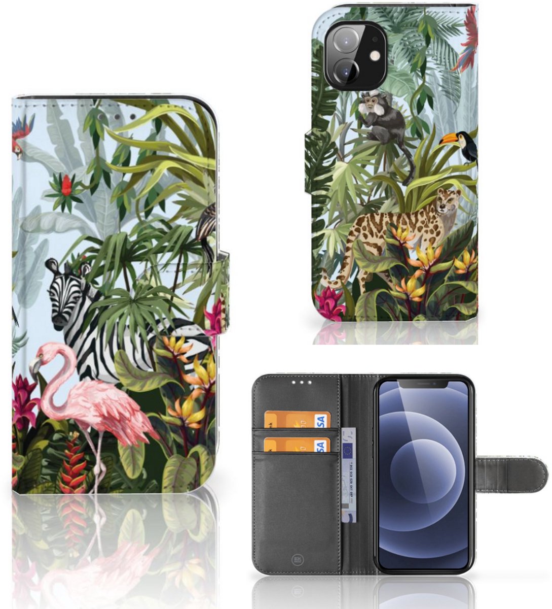 Telefoonhoesje met Pasjes voor Apple iPhone 12 Mini Jungle