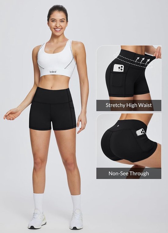 Dames Hoge Taille Sport Shorts met Zakken voor Gym, Running en Fietsen — afbeelding 4