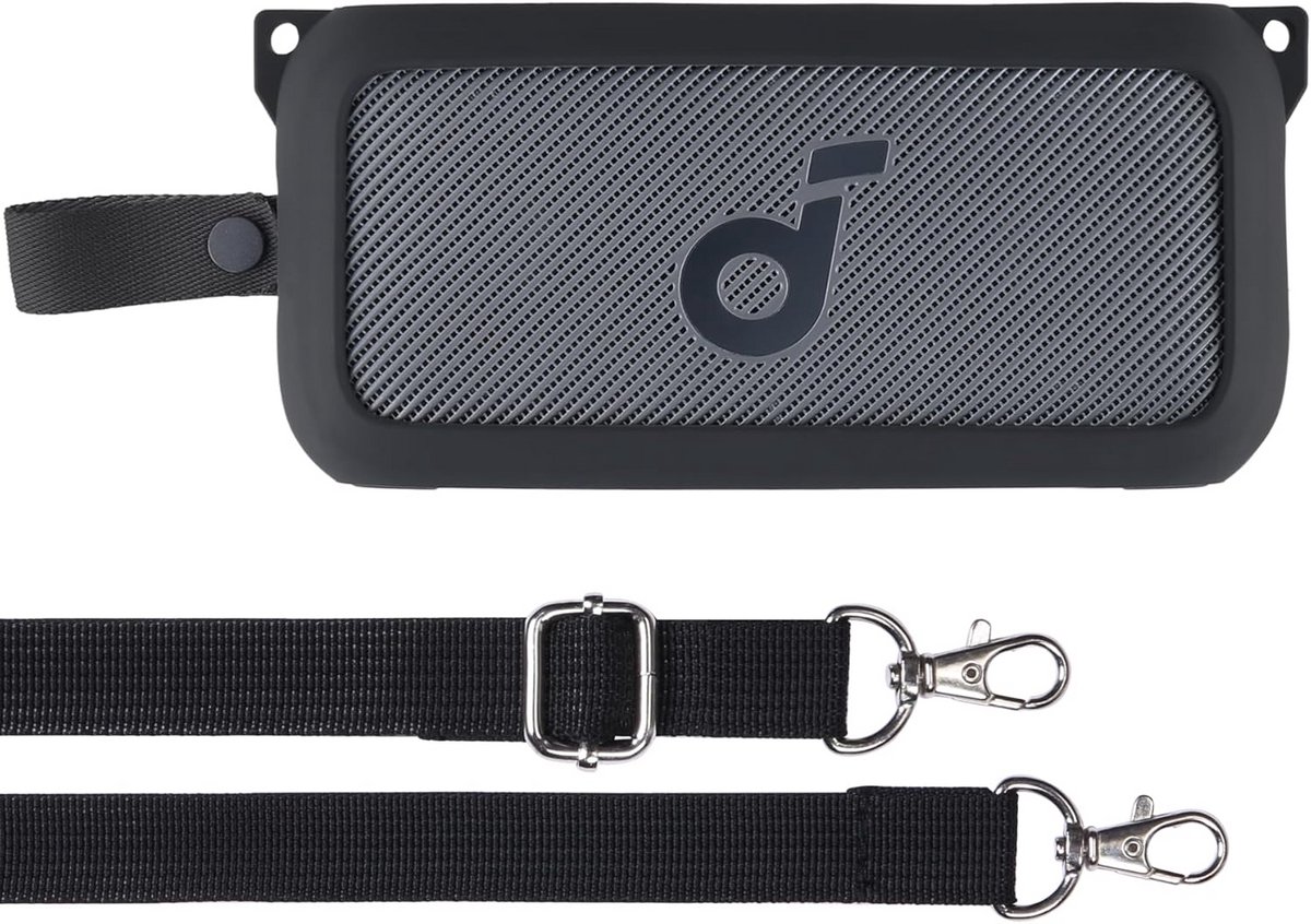 Zachte siliconen hoes voor draadloze Hi-Res Bluetooth luidspreker - Bescherming en praktische schouderriem