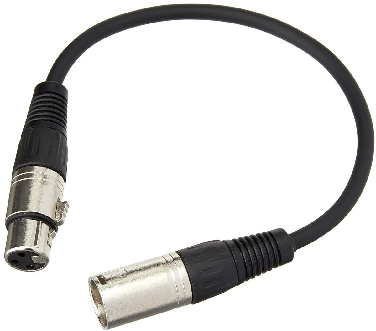 XLR Microfoonlood 3 Pin Mannetje naar Vrouwelijke Aansluiting - 0.3m, Nikkel
