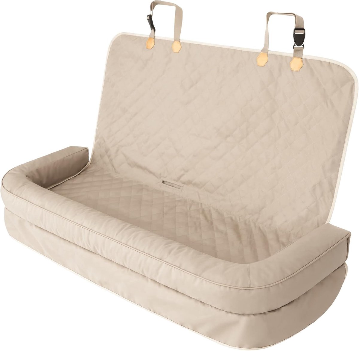 Hondenautostoel Beige voor Hond of Kat - Deken en Transportbox - Ideaal voor Auto Achterbank