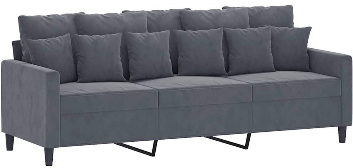 vidaXL Driezitsbank - 180 - cm - fluweel - donkergrijs