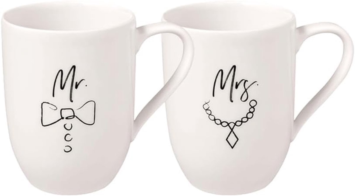 Stijlvolle Set van 2 Koppenset - Mr en Mrs - Perfect als Cadeau