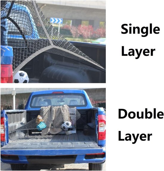 Elastisch Bagagenet voor Vrachtwagen en Pick-up - Uitrekbaar 120x120 cm tot 200x200 cm - Zwart Laadnet — afbeelding 5